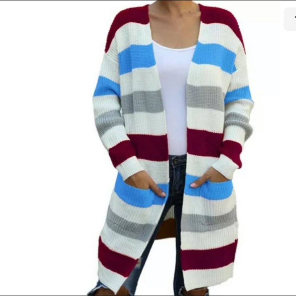 Knit Sweater Long Sleeve Open Front Cardigan